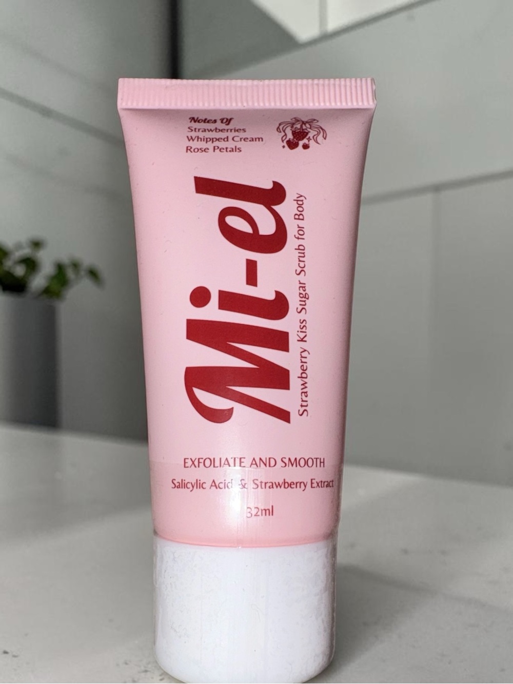 Strawberry Kiss Sugar Scrub - Pink Exfoliating Cleanser Travel Size